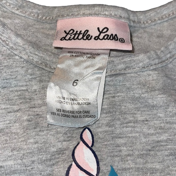 Little Lass Little Girls Unicorn Long Sleeve Shirts Size 6 Grey Unicorn Graphic - Picture 3 of 4